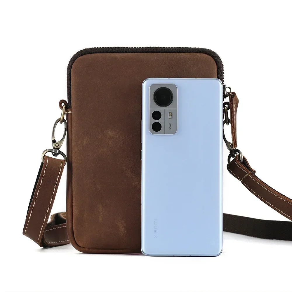 JOYIR الرجال حقيبة كتف مجنون الحصان الجلود الرجعية السفر حقيبة ساعي عادية صغيرة الهاتف الخليوي رجل محفظة حقائب كروسبودي