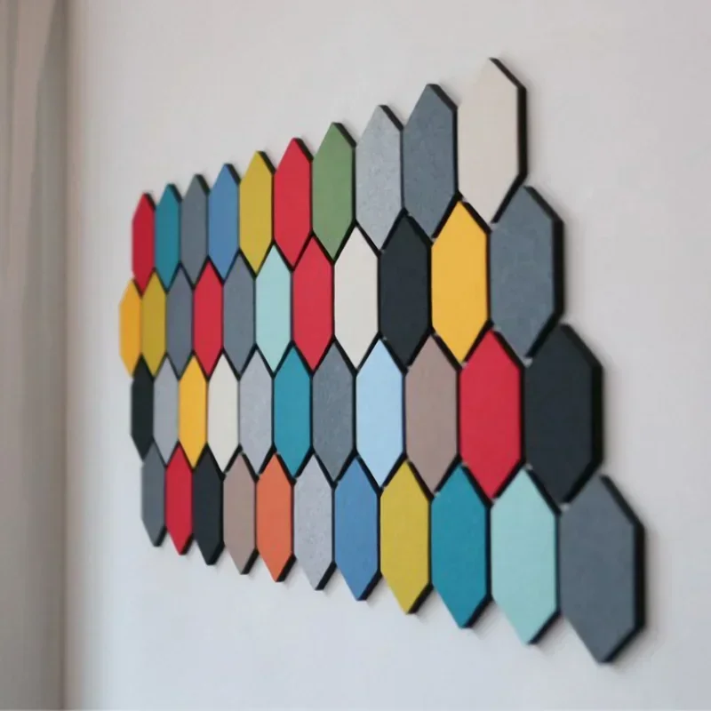 Geometric 3D Hexagon Wall Stickers Room Decoration Removable Decal Felt Colorful Decorative Sheet Mural Ornament Home Decoration