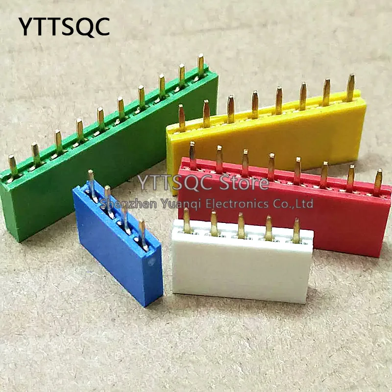 2.54mm Color Single Row Female Pin Header Connector Red/Yellow/Blue/White/Black/Green 1*2/3/4/5/6/8/10/14/16/20/40Pin Socket