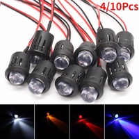 10pcs DIANN 12V 10mm Pre-Wired Constant LED Ultra Bright Water Transparent Lamp Bulb, Bi-Pin