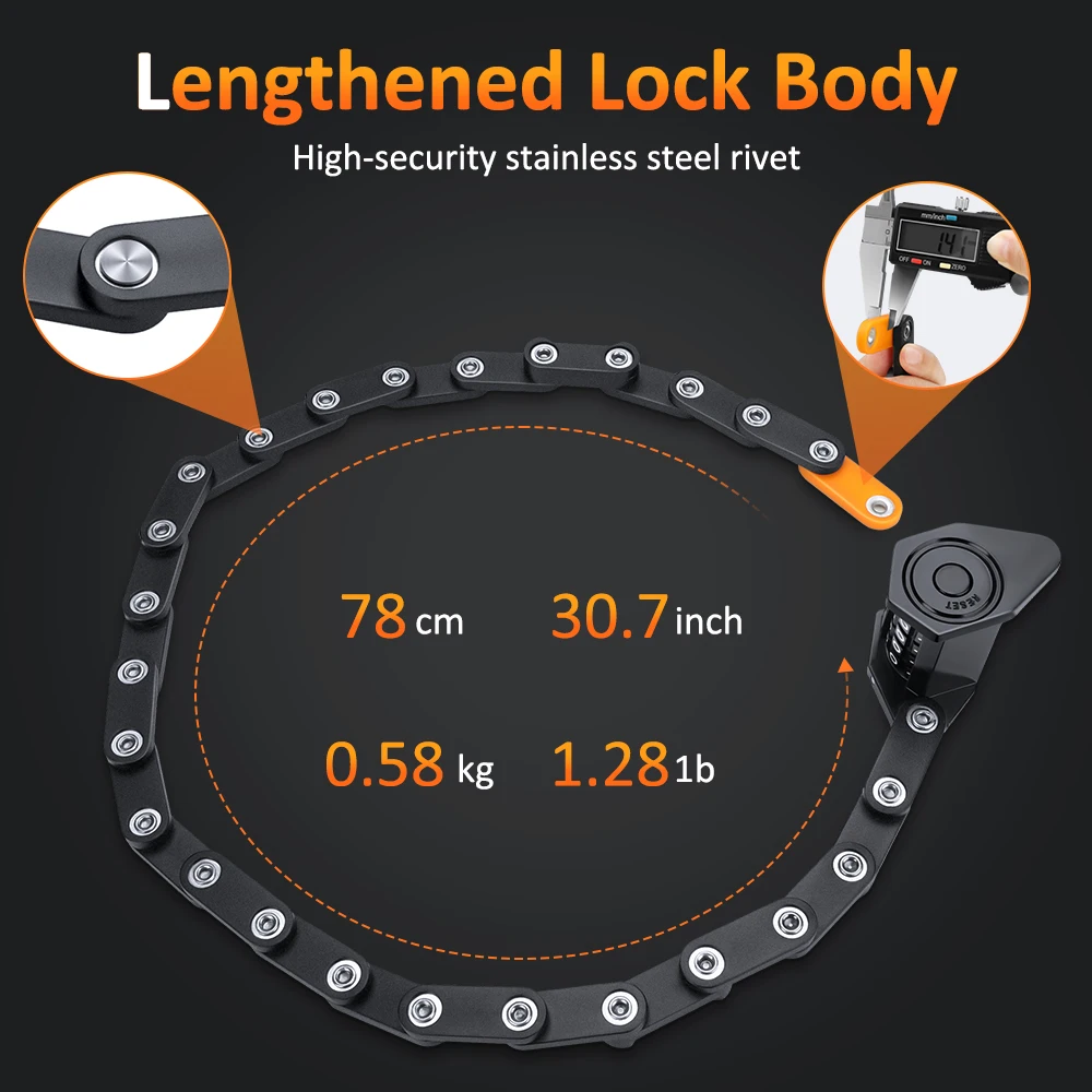 Folding Bike Lock Combination Anti-theft Lock Portable E-Bike Scooter Heavy Duty Chain Lock Bicycle Cycling Accessories