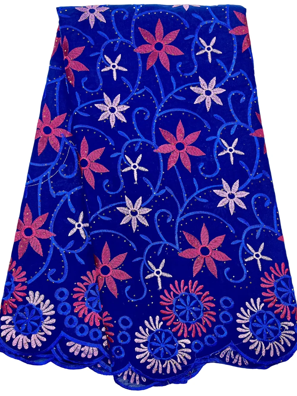 

Популярная хлопковая кружевная ткань 2025 г., высококачественная африканская швейцарская вуаль, кружевная ткань с вышивкой камней, африканская кружевная ткань для шитья одежды