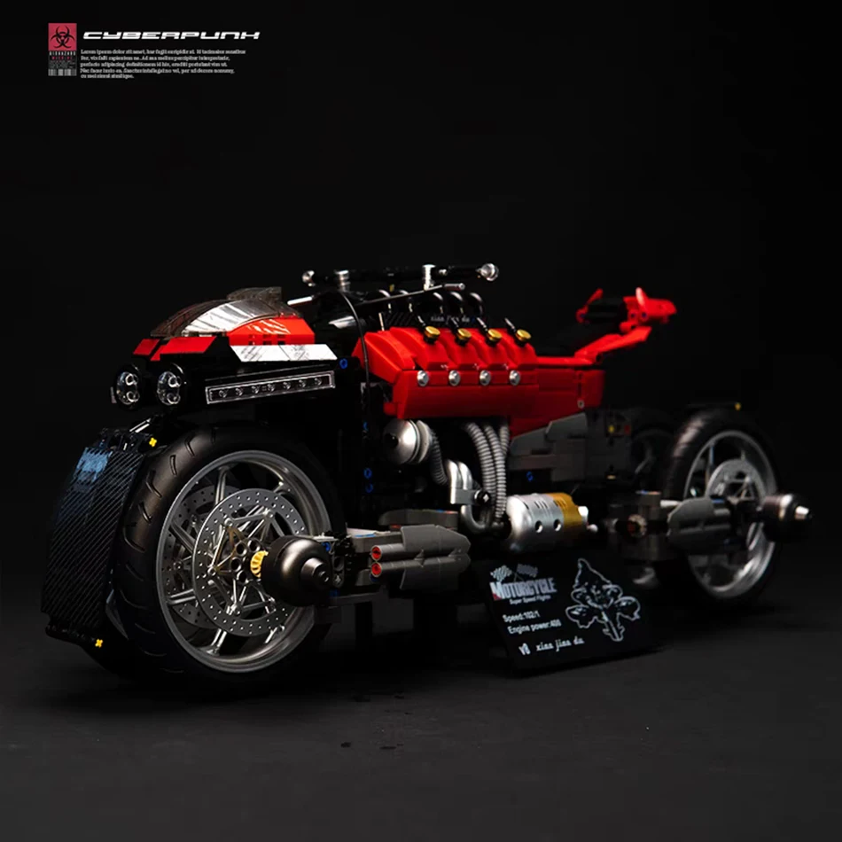 MOC City Cyberpunk Lazarethed Flying Motorcycle Model Building Blocks Bricks Technical Super Motorbike Garage Toys for Kids Gift