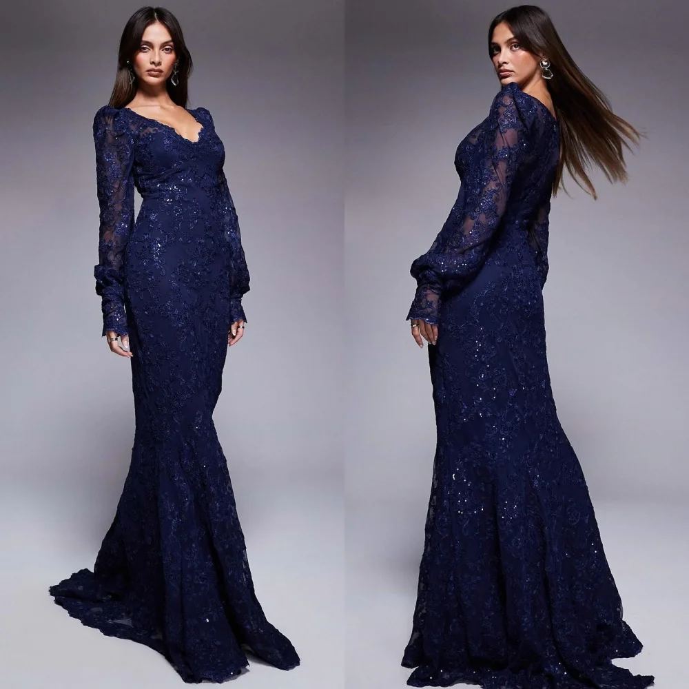 

Индивидуальные современные стильные элегантные аппликации с рюшами и v-образным вырезом, длинные платья, платья на заказ, доступные подходящие размеры