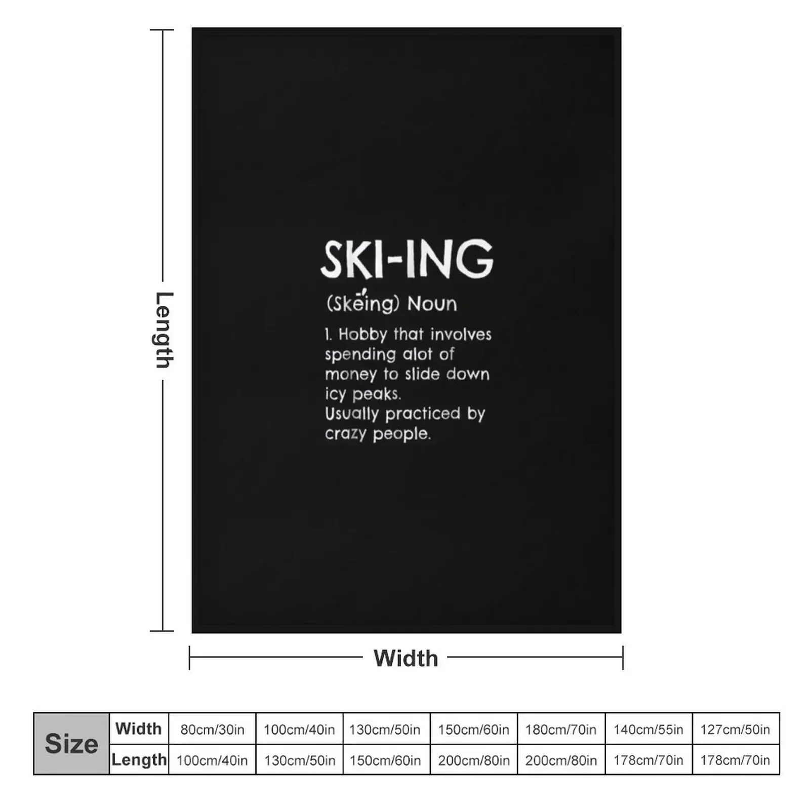 Funny Skiing Definition Ski Gift Idea For Skiers Throw Blanket couch cozy soft plush fuzzy picnic outdoor blanket