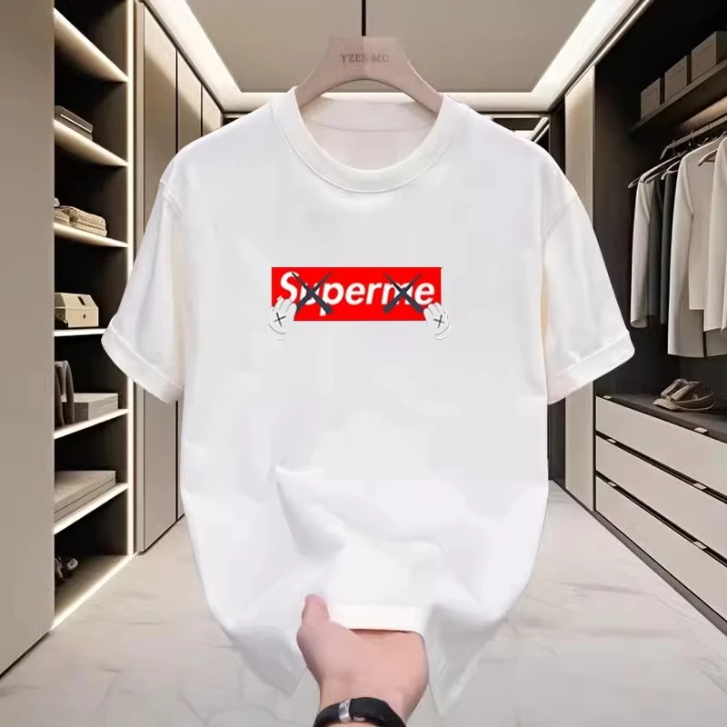 Gekreuztes Buchstaben-Logo Grafik-T-Shirt Trendiges Street-Hip-Hop Casual Baumwolle Kurzarm Unisex Oversized Mode Schwarze Streetwear – Detail 3