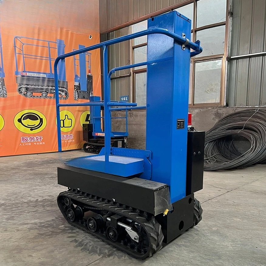 200KG Steel Mast Hydraulic Crawler Mast Lift Vertical Electric Ladder Lift Self-propelled Man Lift Platform