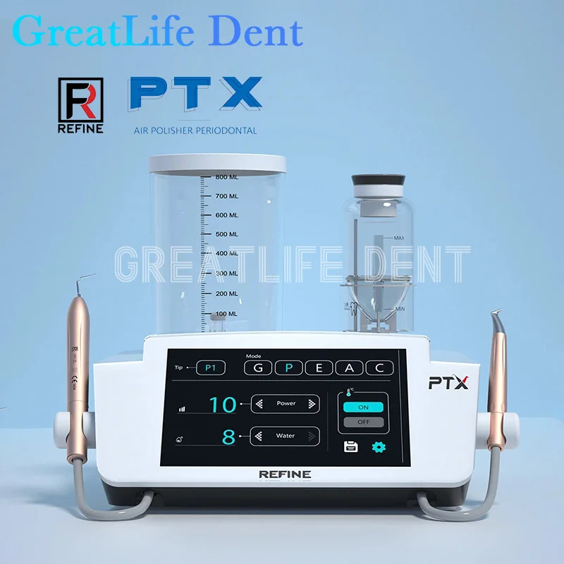 

GreatLife Dent Refine PTX Dental LCD Touch Combines Ultrasound and Air Polishing Scaler Periodontal Surgery and Air Polisher