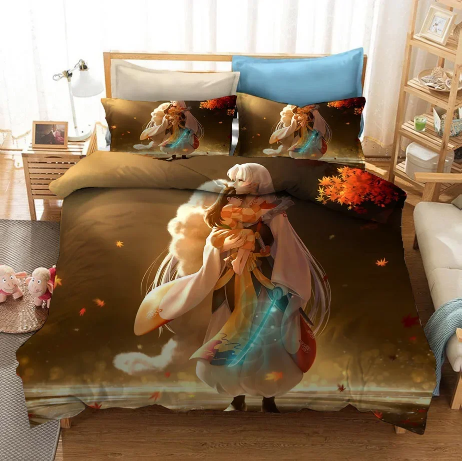 

3D Printed Anime Inuyasha Sesshoumaru Comfortable Duvet Cover Pillowcase Bedding Set Children Bedroom Decoration Home Textile