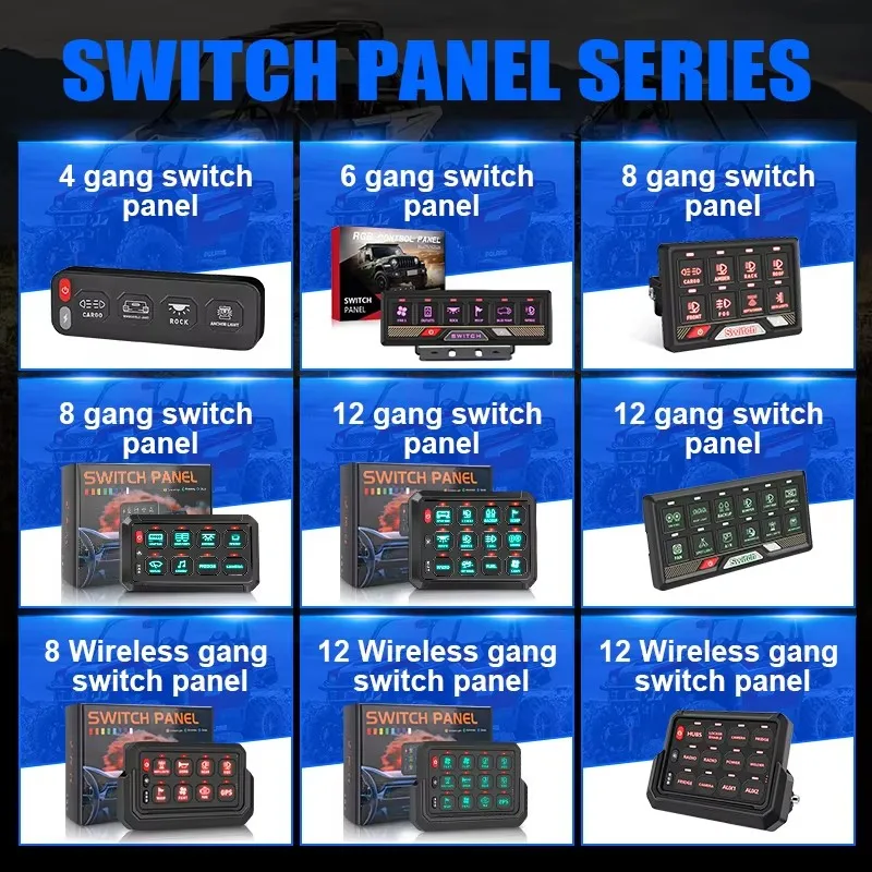 6 عصابة RGB لوحة التبديل 4x4 صندوق التحكم التتابع التلقائي عكس الضوء LED 12 فولت لوحة مفاتيح اللمس لسباق السيارات شاحنة RV على الطرق الوعرة