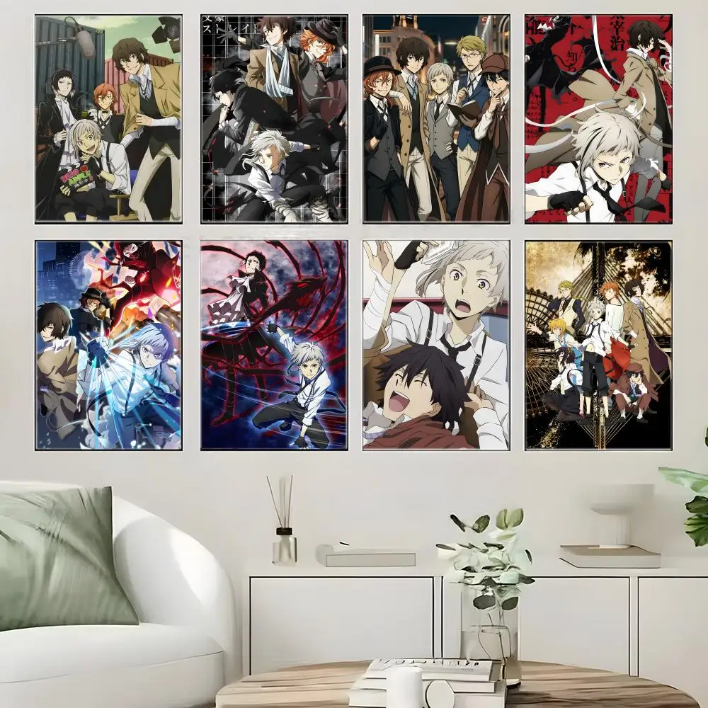 Detective Anime B-Bungo Stray Dogs Poster  Self-adhesive Art Waterproof Paper Sticker Coffee House Bar Room Wall Decor