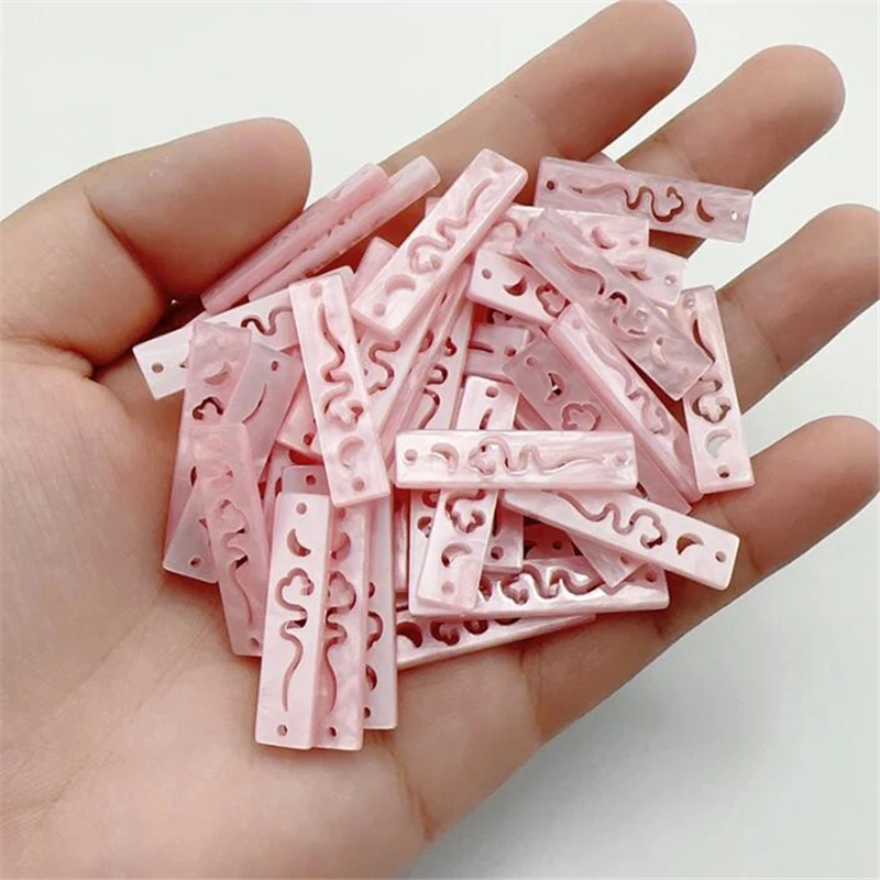 20Pcs/Lot New Acetic Acid Hollow Bar Beads Charm Connectors Diy Earrings Hair Tassel Jewelry Making Resin Acessories