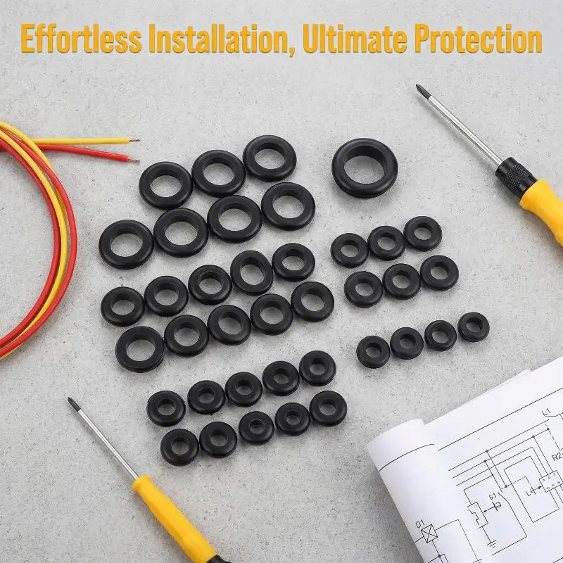 Electrical Wire Grommets 70PCS Rubber Assortment for Car Cable Hole Protection in Automotive Wiring Panels