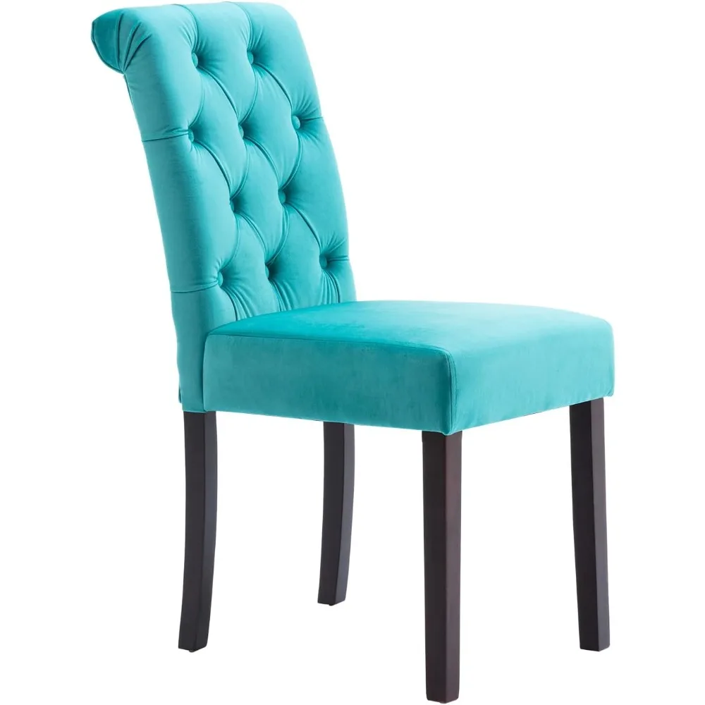 مجموعة من 4 كراسي بارسونز مخملية معنقدة - كراسي طعام بدون ذراع من الخشب الصلب #6