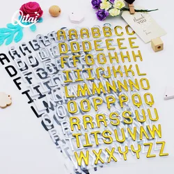 QITAI Puffy Stickers Alphabet Letters & Numbers 4 Sheets 24cmx12cm Silver Gold Black White for DIY Scrapbooking Decorative