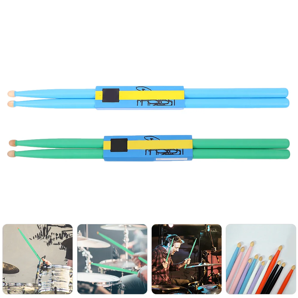 

2Pairs Maple Wood Drumsticks Bright Color Lightweight Strong Wooden Drumming Sticks for Adults Kids Practice Percussion