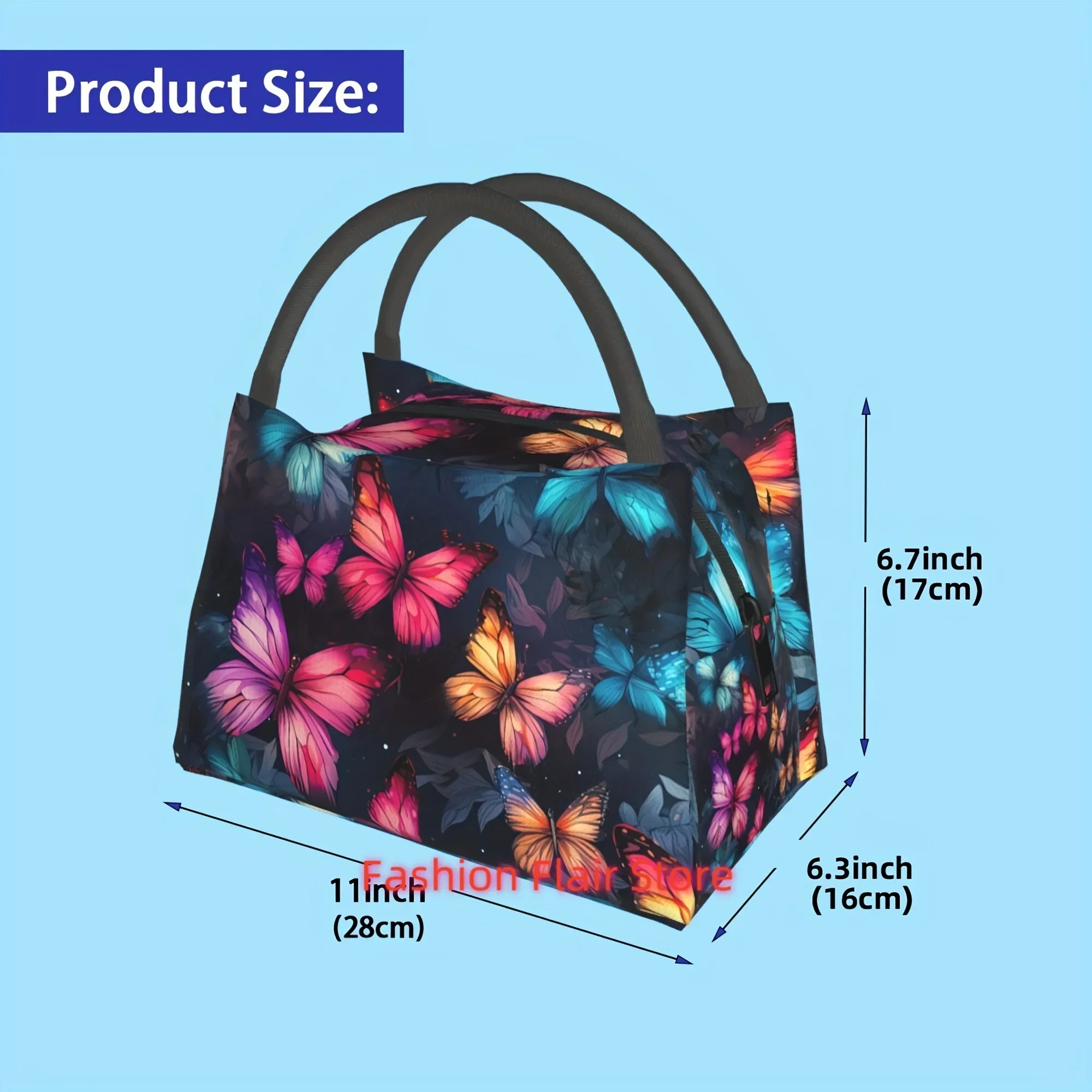 Insulated Lunch Bags for Men And Women, Reusable Large Tote Bags with Thermal Sealing Zippers, Featuring a Beautiful Butterfly D