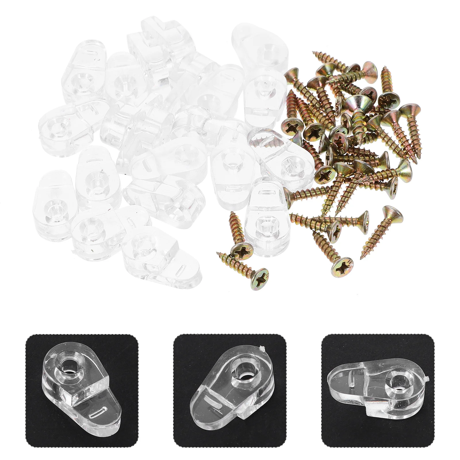 

20 Pcs Wire Glass Retainer Clips for Cabinet Doors Cabinets Bracket Transparent