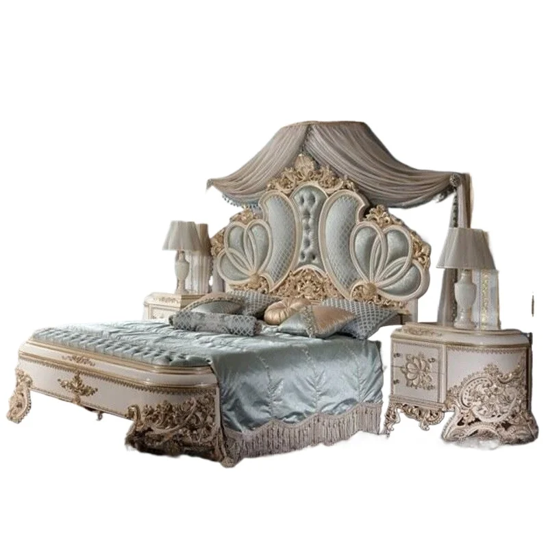 European solid wood bed, master bedroom double bed, French villa furniture