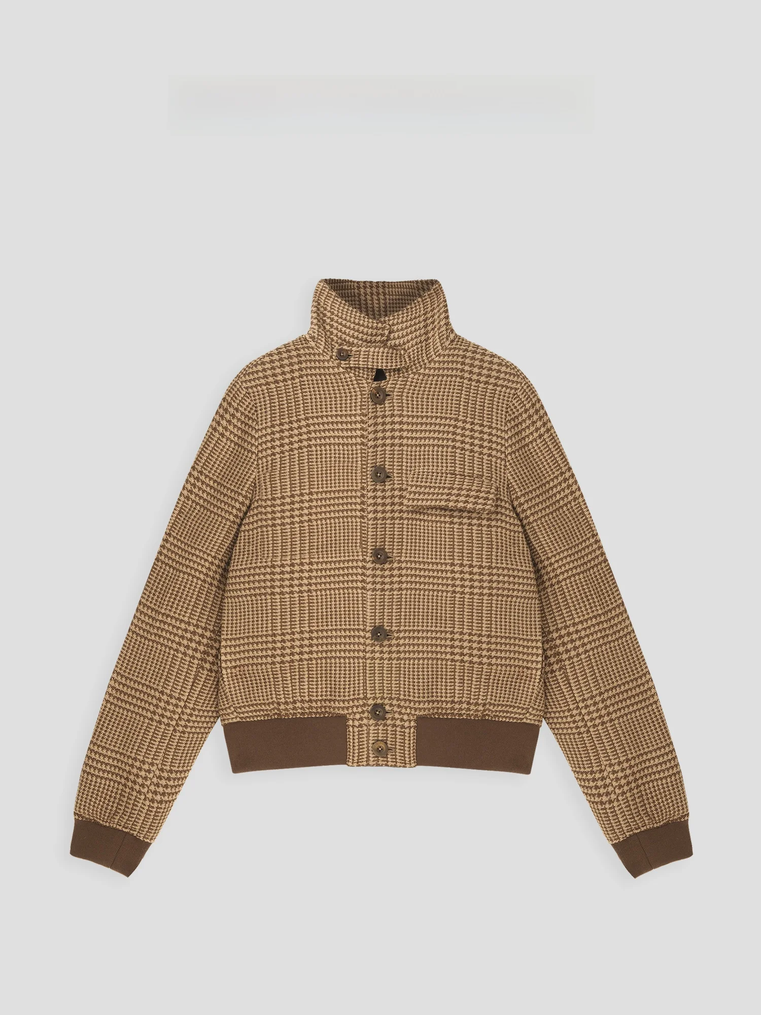 

Женская куртка-жакет Romi Studio из тонкой шерсти в клетку с воротником-стойкой, премиум-качество, осенне-зимняя коллекция