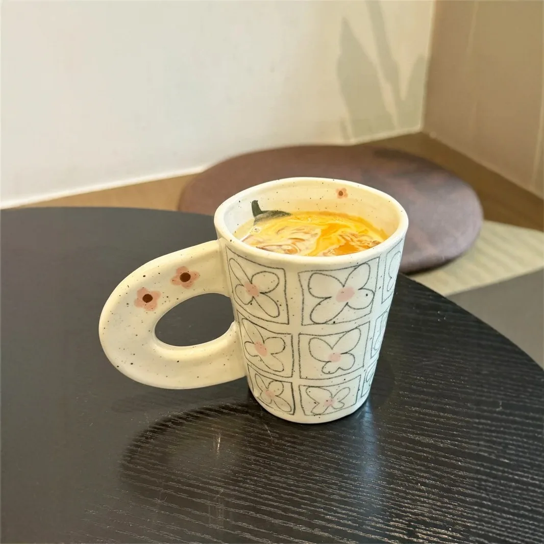 

Ugly Cute Cartoon Ceramic Mug, Unique Creative Handle Handmade Coffee Cup, Novelty Aesthetic Drinking Mug for Office Home​