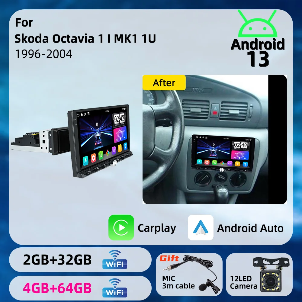Car Multimedia 1din Android Car Radio Autoradio Screen Stereo for Skoda Octavia 1 I MK1 1U 1996-2004 9