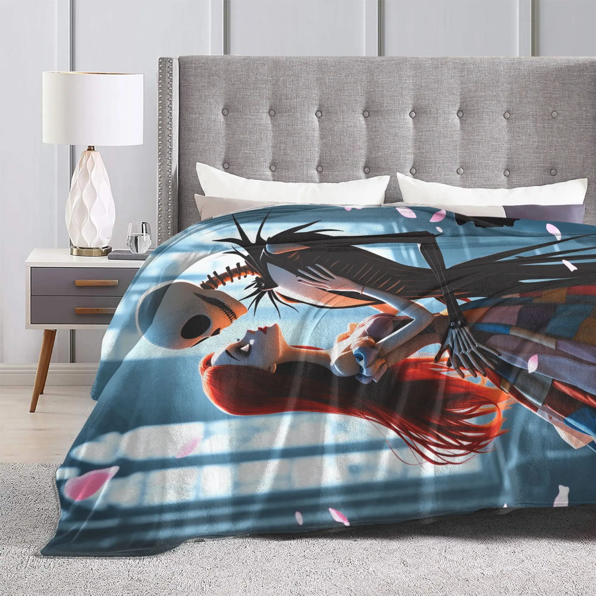 بطانية ناعمة دافئة بوي فتاة التخييم كابوس قبل عيد الميلاد رمي بطانية الفانيلا المفرش الأريكة السرير الرسم غطاء السرير