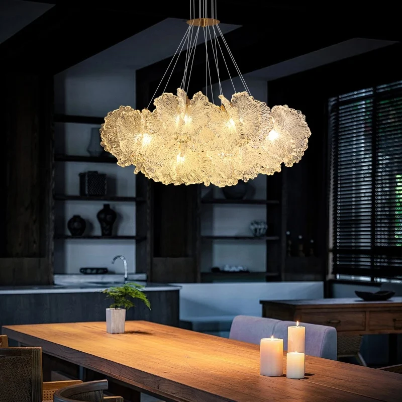 

Modern Luxury Glass Round Chandeliers for Foyer Dining Study Room Bedroom Hanging Lamps Interior Lighting Hanging Light Fixture