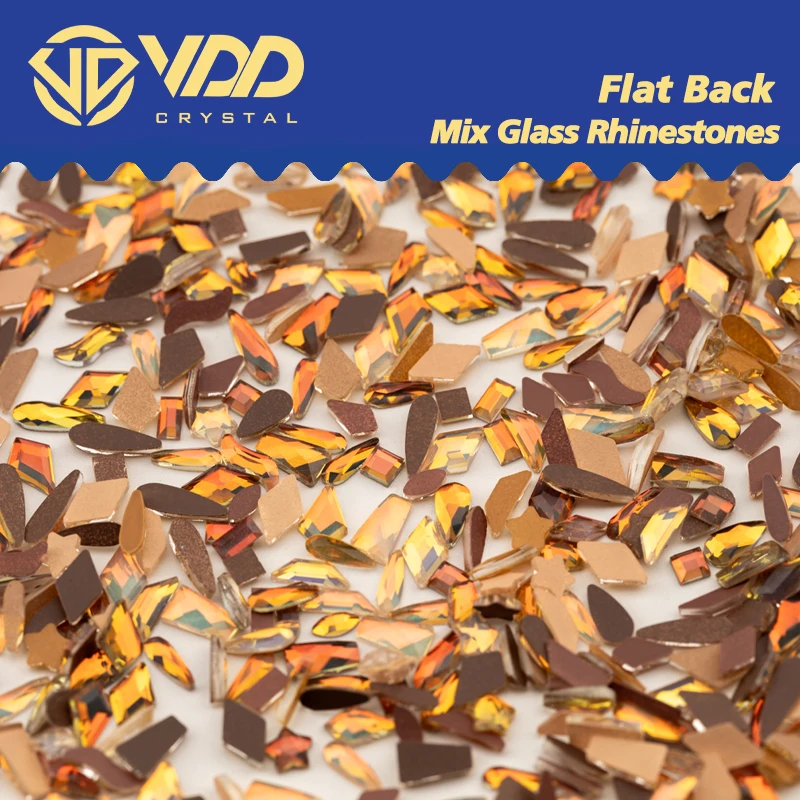 VDD 100/500 Stück Neue Farbe Sommer Tan Gemischte Formen Glas Kristall Strass Flachrückige Glitzersteine für Nagelkunst DIY Dekoration – Detail 2
