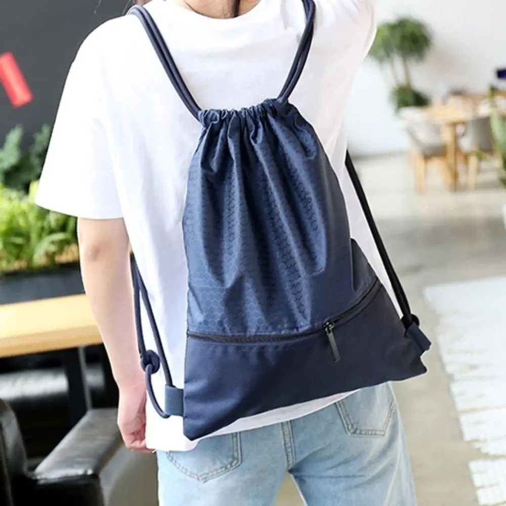 Waterproof Fitness Drawstring Bag Solid Color Lightweight Drawstring Backpack Large Capacity Commuting Drawstring Pocket Travel