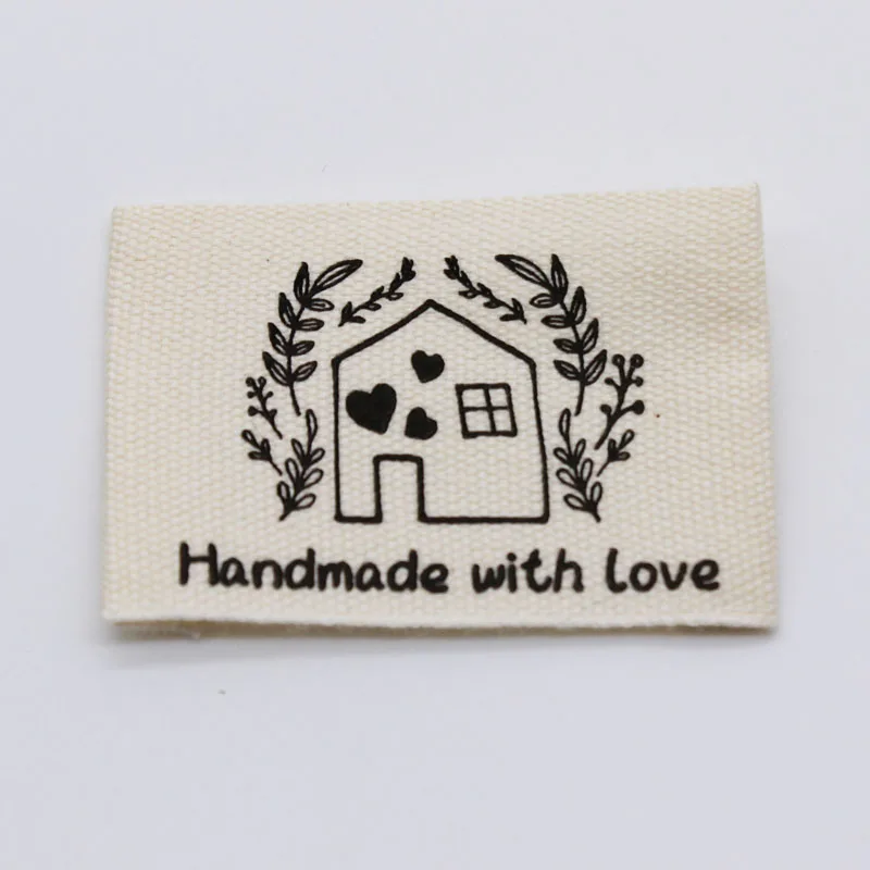 100pcs handmade cotton printed label/natural cotton label/DIY handmade item label/clothing label/brand name