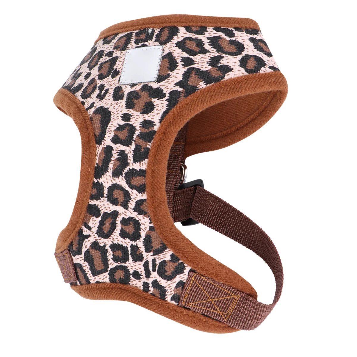 

Dog Harness Pet Puppy Strap Leopard Print Canvas Size S No-Choke Adjustable Chest Belt Quick Release Buckle D-Ring Easy Wear