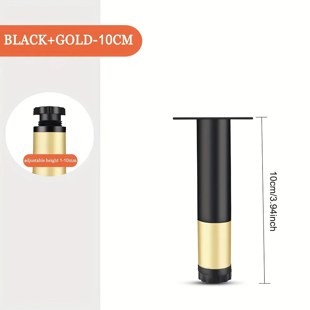 4 Stück 10 cm Möbel Sofa Tischbein Rundrohr Schrankbein Metallfüße Beinzubehör für Möbelbeschläge Zubehör