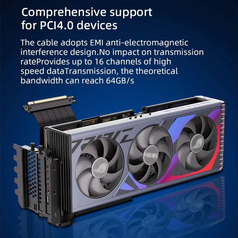 Imagem -05 - Teucer-gpu Suporte de Montagem Kit Graphics Card Holder Pcie4.0 X16 Riser Cabo 90 Graus Ângulo Direito Xtension Video Card Holder