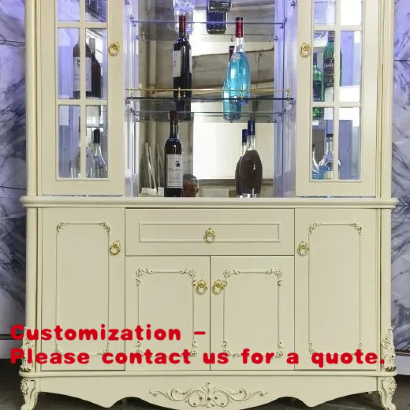 custom.European Style Single Door Multi-function Wine Cabinet French Sideboard Home Furniture Living Room 1 Drawer White Glass