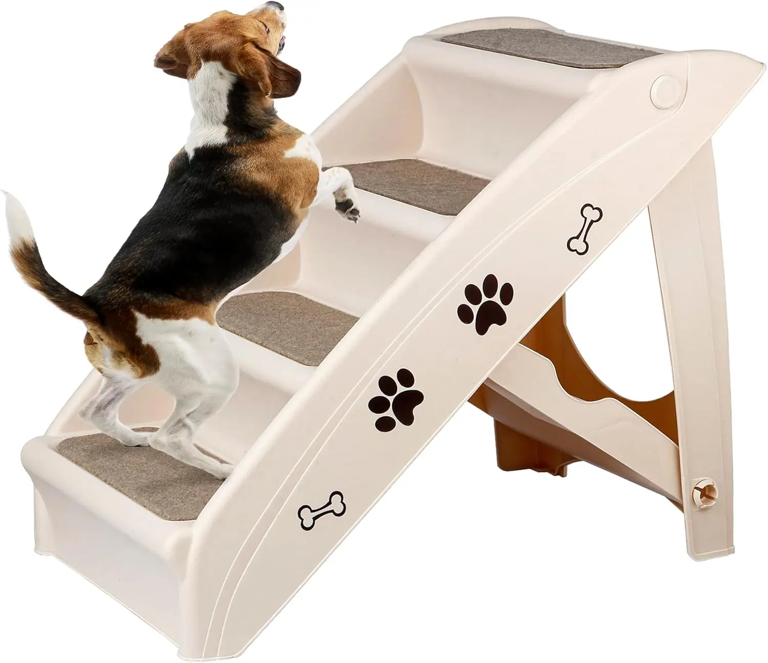 

ZENY Foldable Pet Stairs for Small Dogs/Cats, Durable Non-Slip Ramp for High Beds, Sofas, and Cars