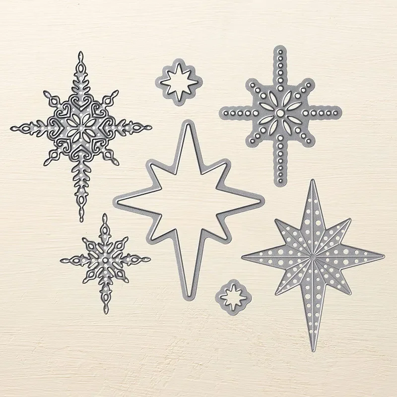 7pcs/Set Starlight Snowflake Metal Cutting Dies Scrapbooking Christmas Cutting Dies Stencils Die Cut Album Paper Card Embossing