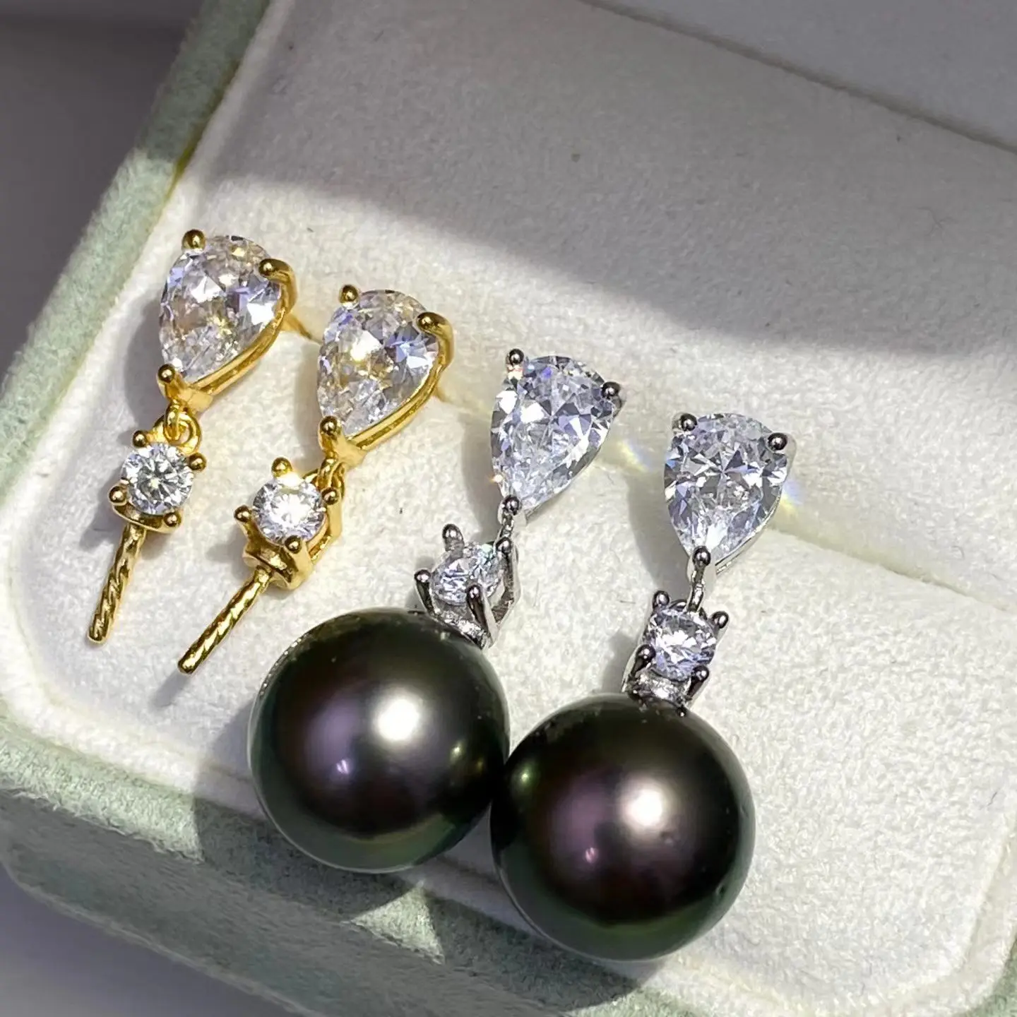Wholesale S925 Sterling Silver Earrings Mount Findings Settings Base Mounting Parts Accessory for 10-11mm Pearls 5 pairs/lot