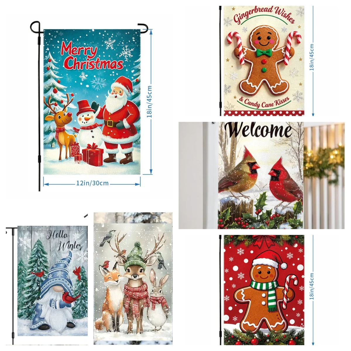 Christmas Garden Flags, Suitable for Outdoor  for Garden and Entrance Decoration 12inx18in As Well As Home Decoration Gifts.