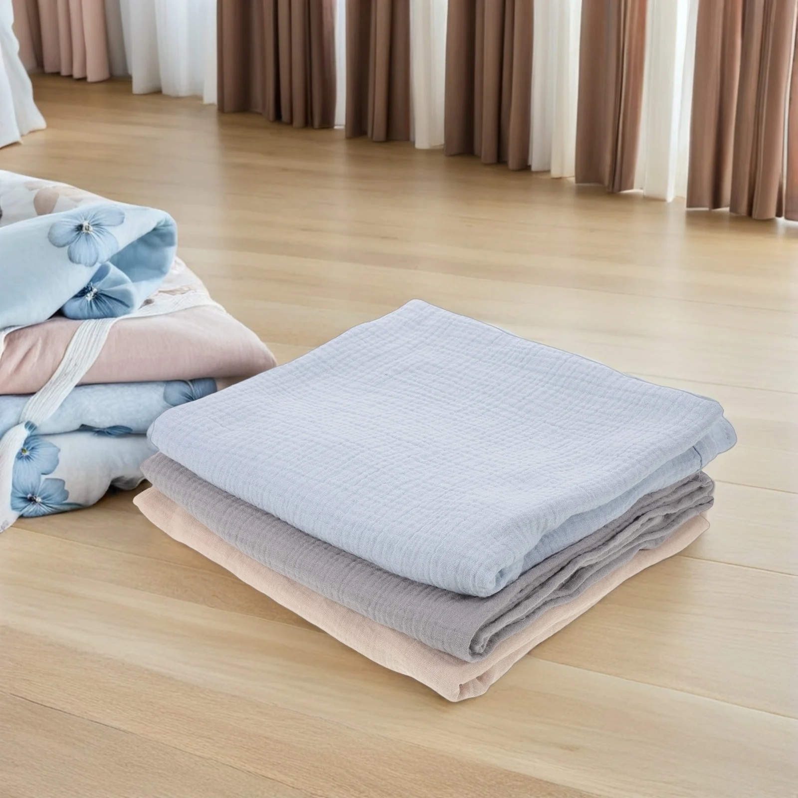 3 قطعة الوليد قماط بطانية التفاف لينة الشاش الطفل تلقي البطانيات تنفس للجنسين الحضانة التقميط لنوم الطفل