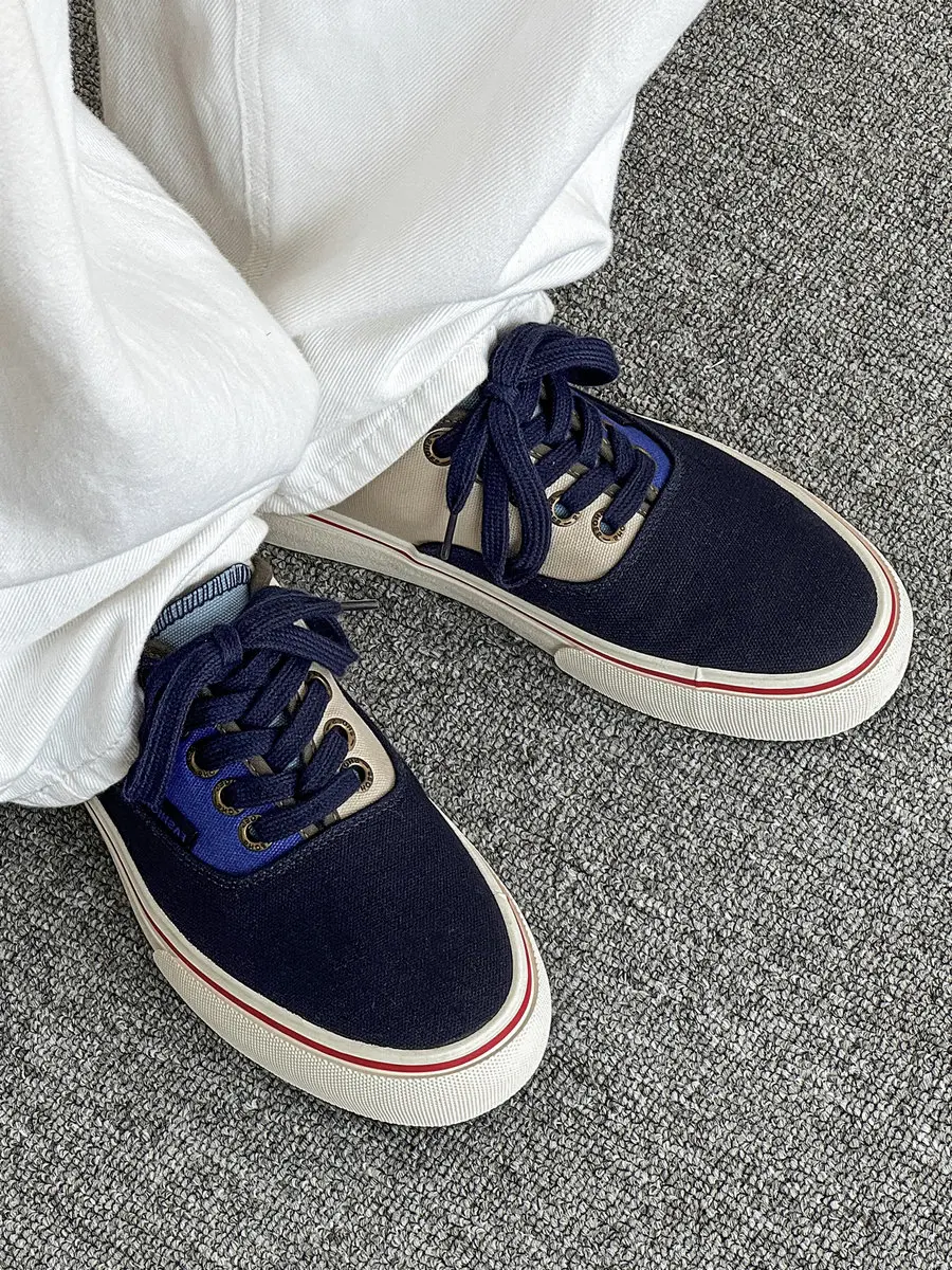 

Мужские кроссовки Canvas oes Retro Hong Kong Sle Patchwork Duling Color Blo с низким берцем, дышащие повседневные кроссовки, синие слипоны-On oes