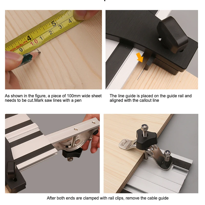 1400mm Electric Circular Saw Track Double Layer Guide Rail and Woodworking 90° Right Angle Guide Rail Clamp