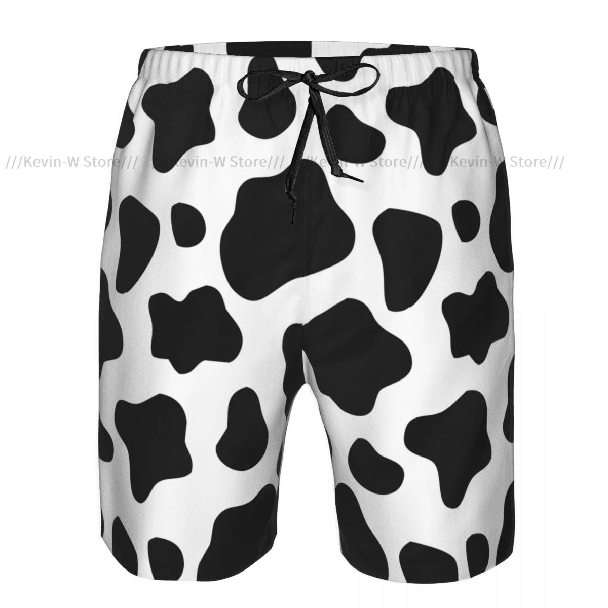 Summer Men's Swimwear Shorts Black And White Cow Pattern Beachwear Swim Trunks Men Swimsuit