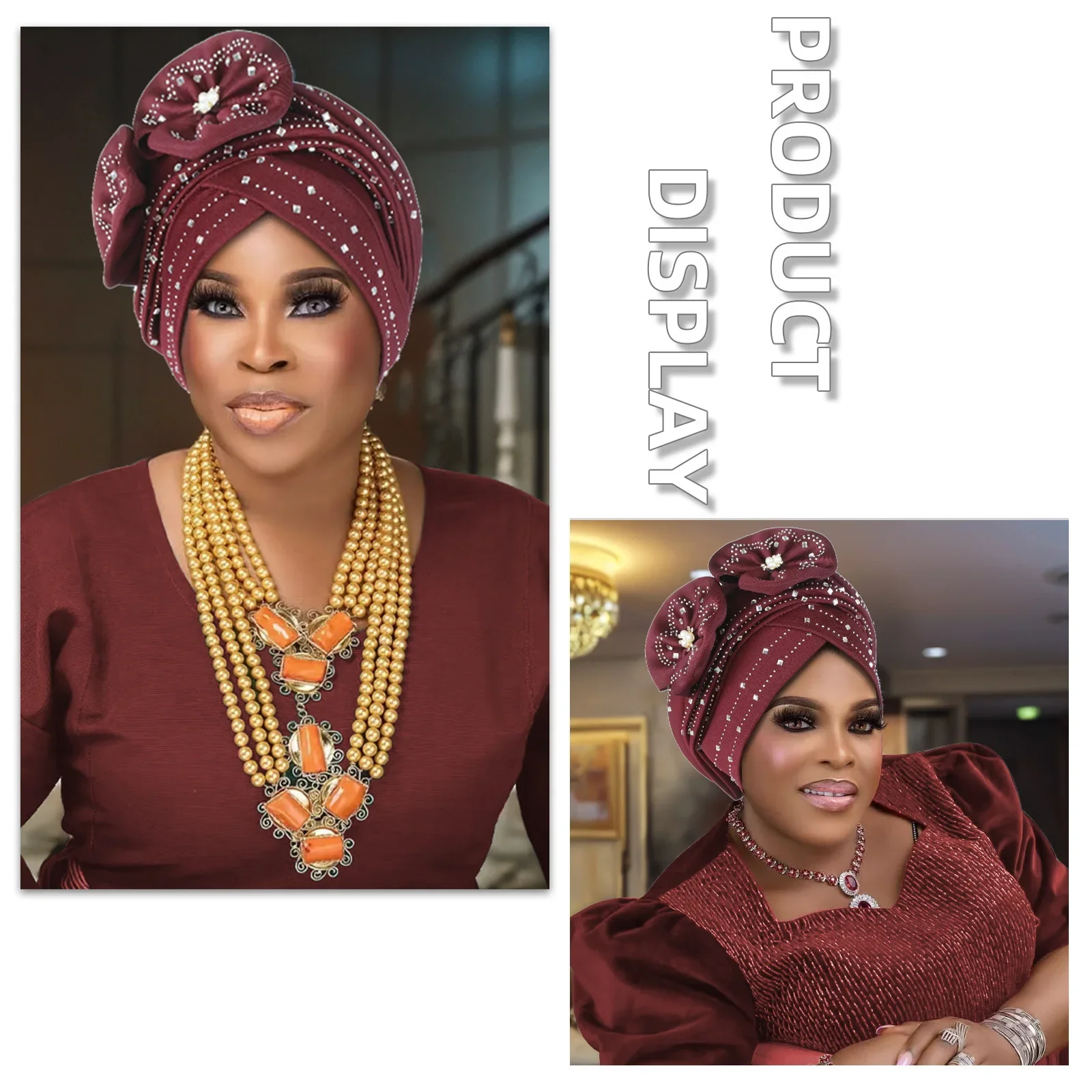 النساء الضفائر عمامة أحدث ربطة الرأس الأفريقية الماس رئيس التفاف Aso Oke النيجيري الزفاف Geles قبعة مسلم زهرة الحجاب بونيه قبعة