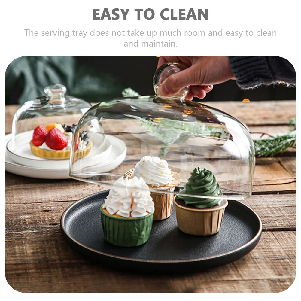 

Керамическая тарелка для торта, стеклянная крышка, держатель для закусок, тарелка для хранения, элегантный декор для свадьбы, дня рождения, поднос для торта, домашний поднос для десерта