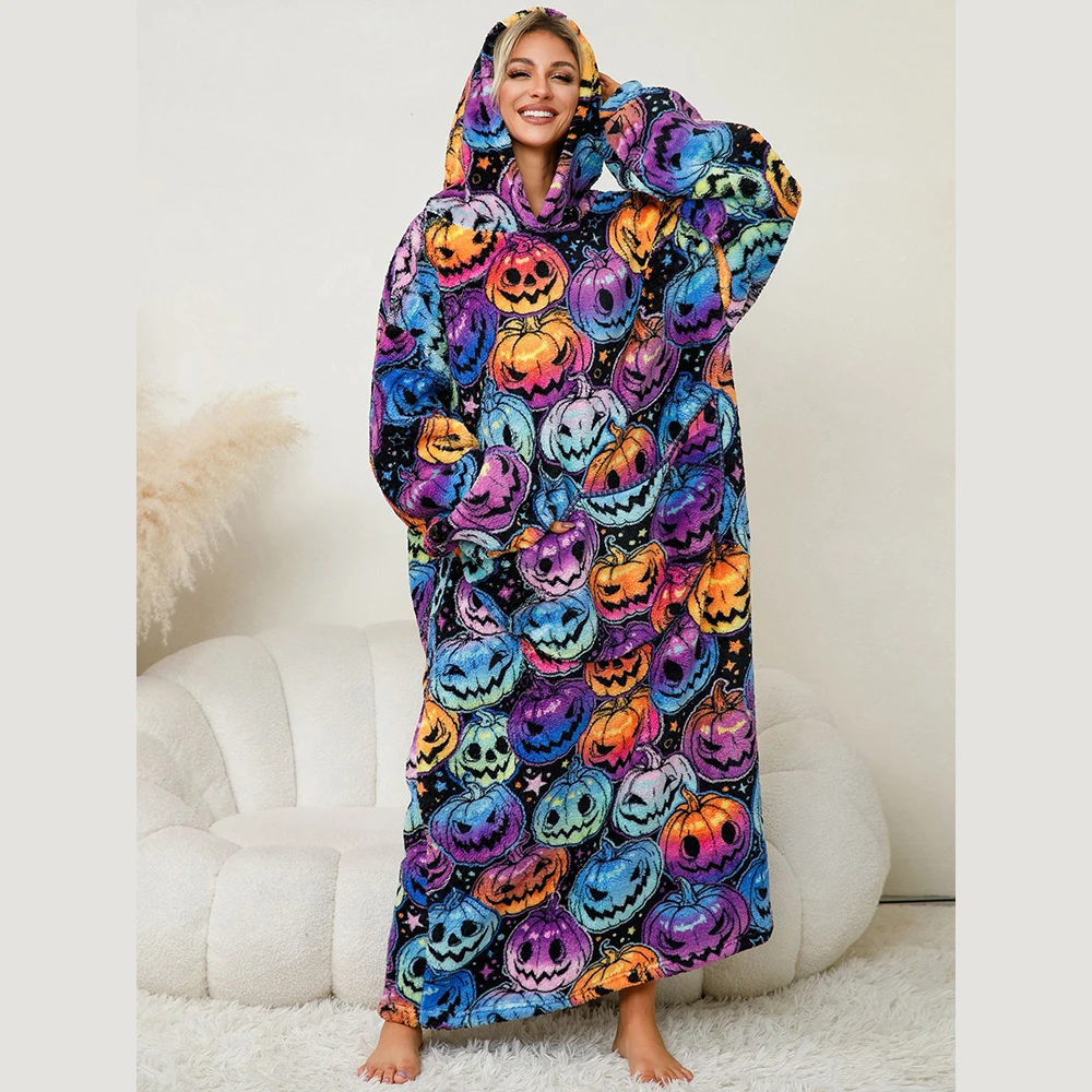 Hooded Blanket Sweatshirt Oversized Wearable Blanket with Sleeves Super Soft Warm Sherpa Blanket for Adult Cozy Lounge Wear Home