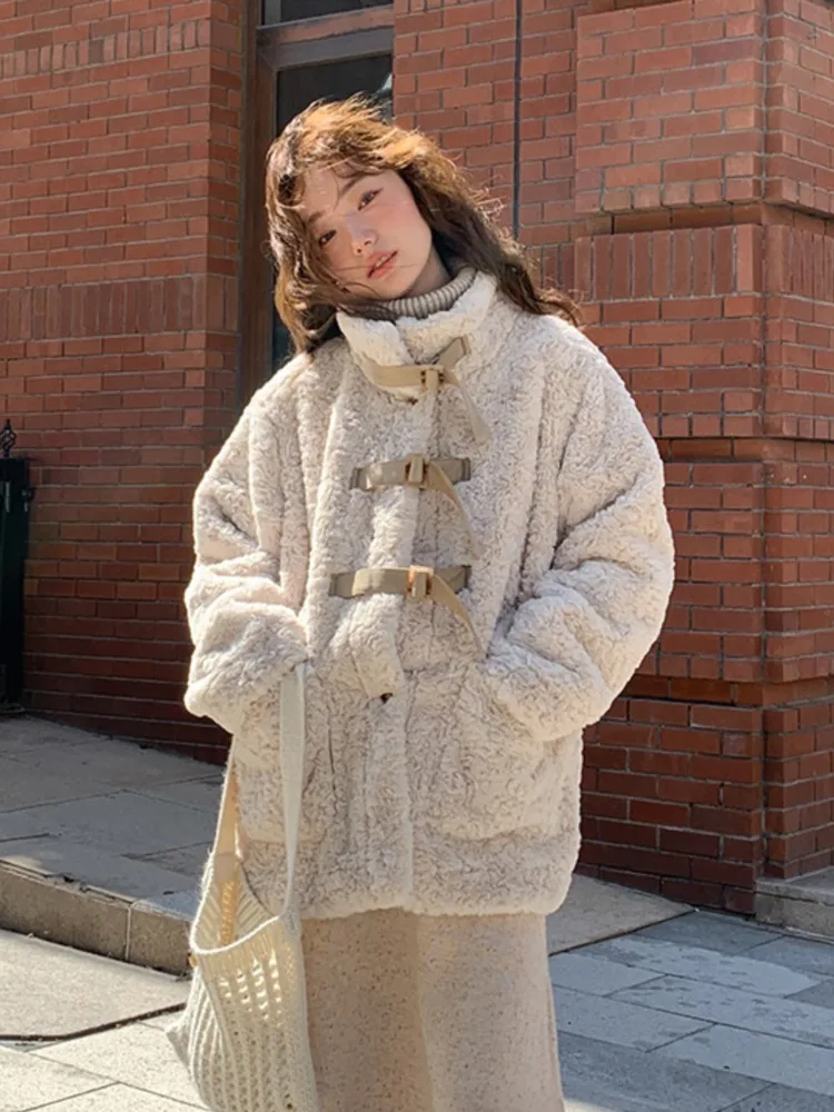 

Women Casual Solid Chic Faux Fur Coat Fashion Long Sleeve Warm Autumn Winter Jackets Female Loose Outerwear Clothes New Outfits
