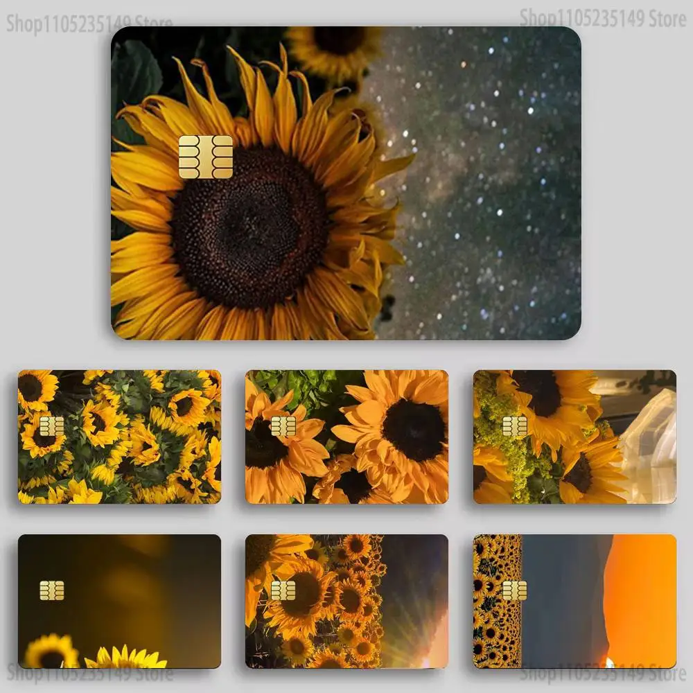 

Yellow Sunflower Sticker Film Tape Skin for Credit Card Debit Card Cartoon Waterproof Stickers Small Chip