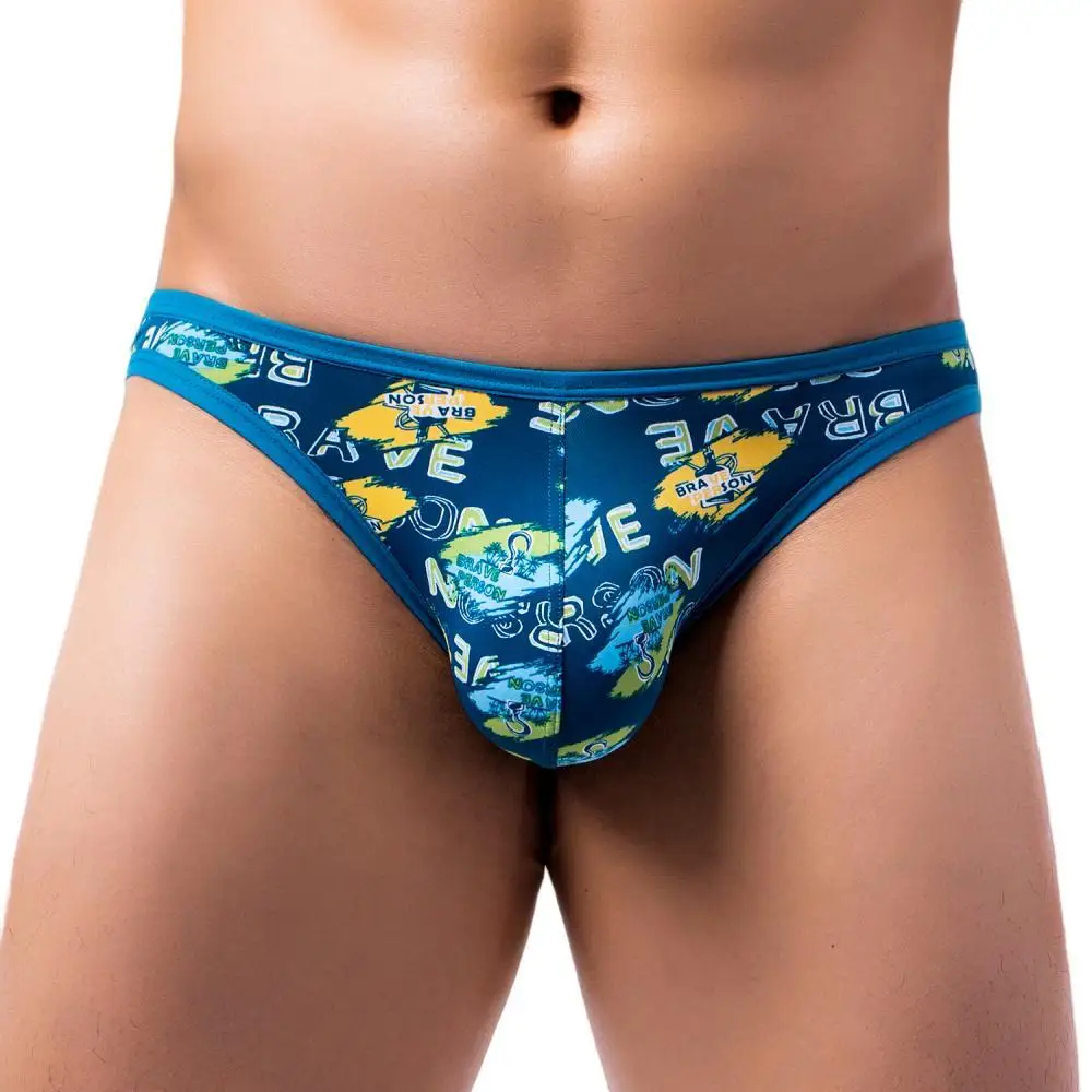 BRAVE PERSON Sexy Men Underwear Briefs Nylon Print Underpants Male Panties Sexy Bikini Briefs for Man New Arrival