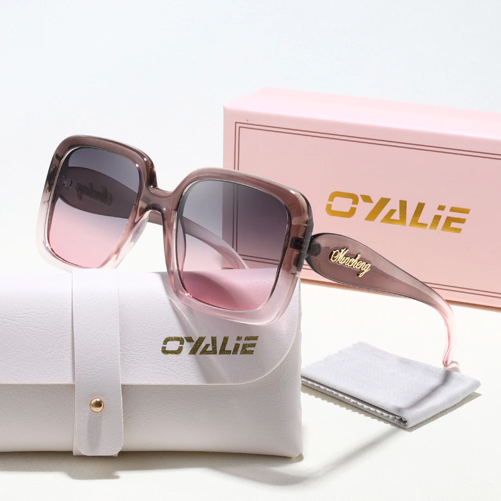 Oyalie Modische Design-Damen-Sonnenbrille, mehrfarbiger Rahmen mit Metallscharnier-Design, geeignet für den täglichen Einkauf und Party-Outfits